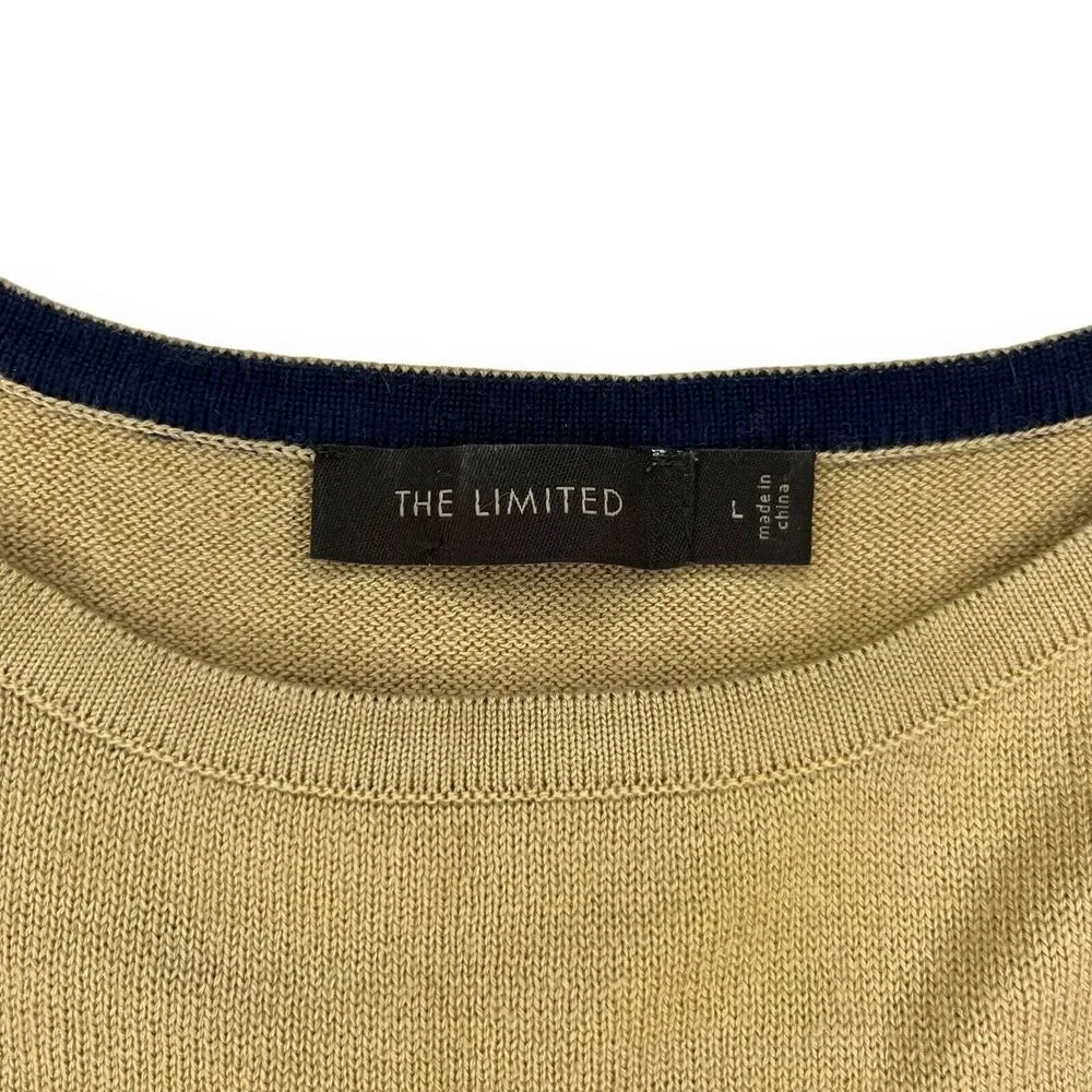 The Limited |‎ Merino Wool Sweater Women's Large Knit Round Neck Button Detail